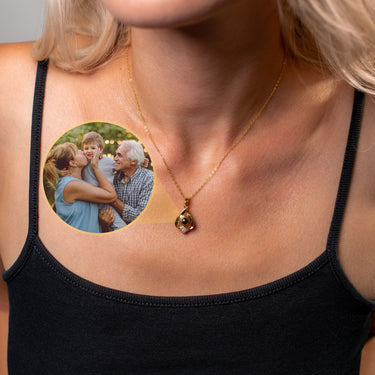 Reversed Heart Photo Necklace Photo Personalised Necklace - Photo Necklace - Photo Projection Necklace Necklace Gold Brother & Sisters